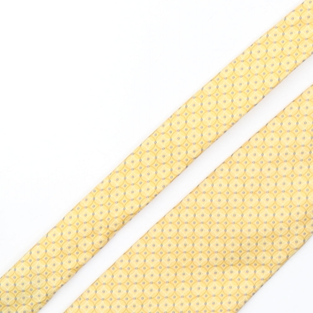 Marks and Spencer Mens Yellow Geometric Silk Pointed Tie One Size