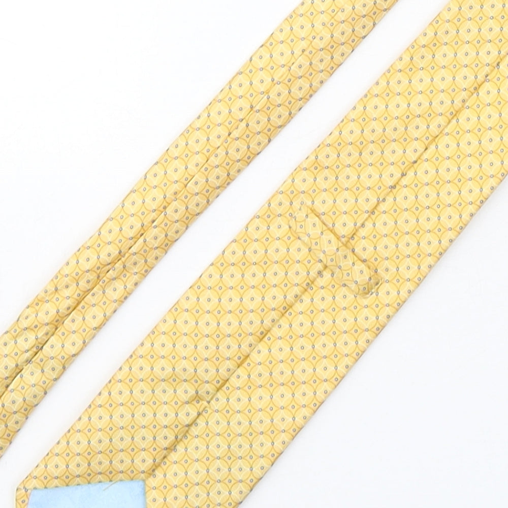 Marks and Spencer Mens Yellow Geometric Silk Pointed Tie One Size