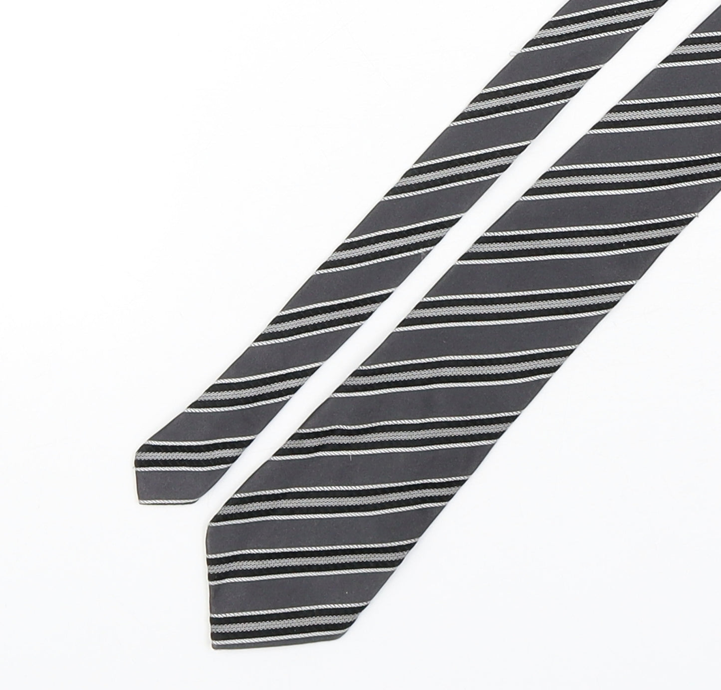 Preworn Mens Grey Striped Silk Pointed Tie One Size