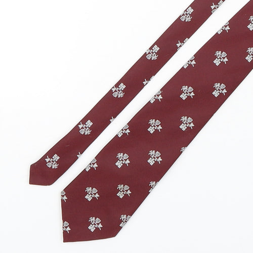 maddocks & Dick  Mens Red Geometric Polyester Pointed Tie One Size