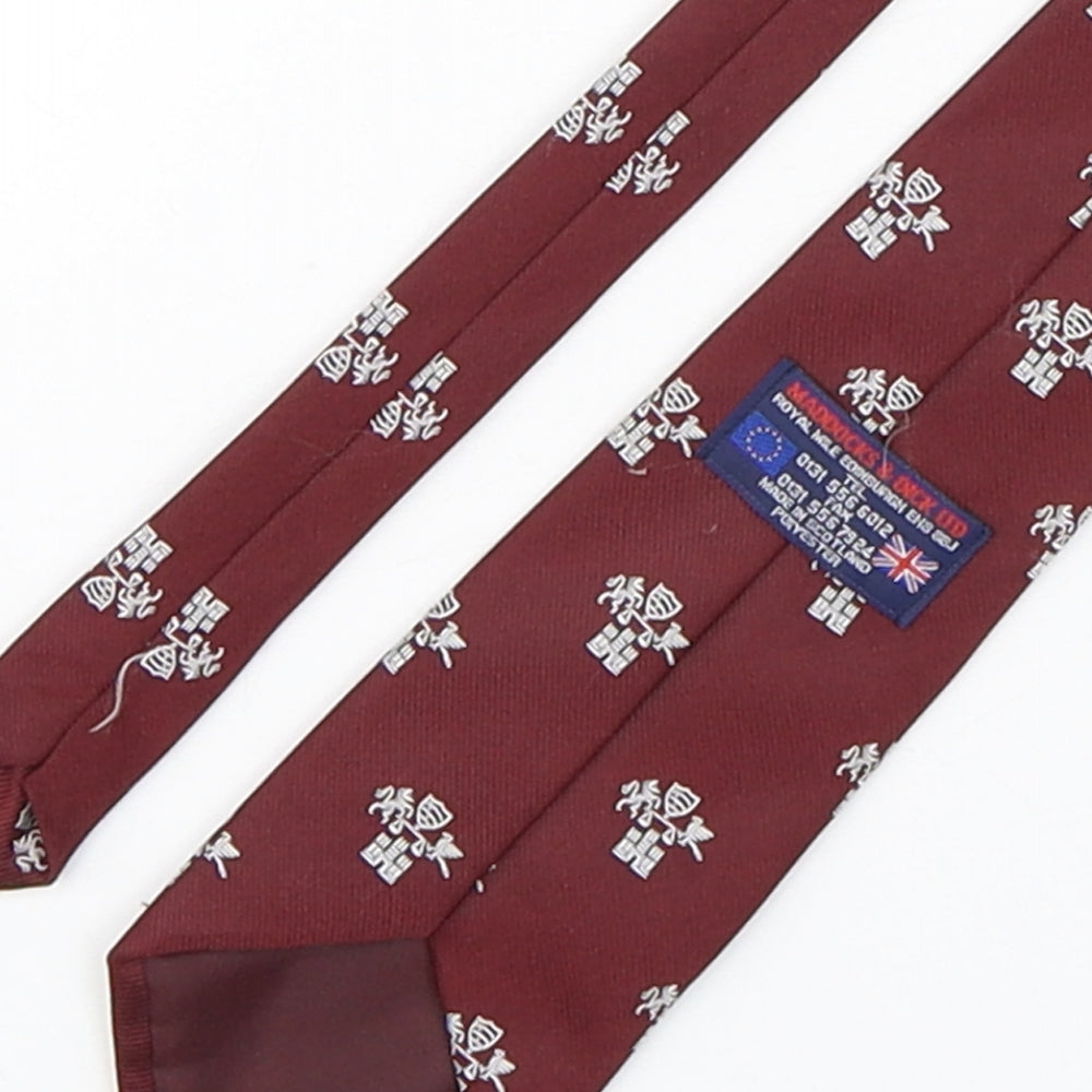 maddocks & Dick  Mens Red Geometric Polyester Pointed Tie One Size
