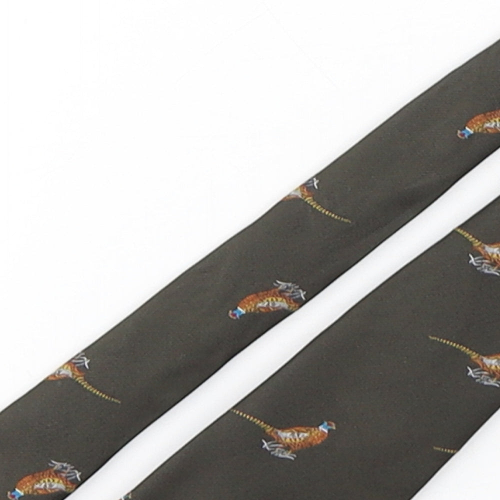 Preworn Mens Green Geometric Polyester Pointed Tie One Size - Pheasant print