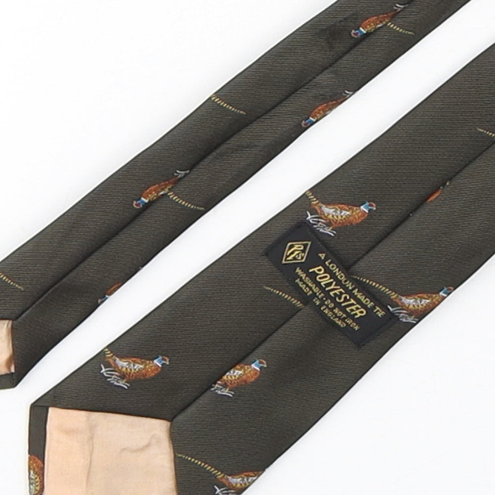 Preworn Mens Green Geometric Polyester Pointed Tie One Size - Pheasant print