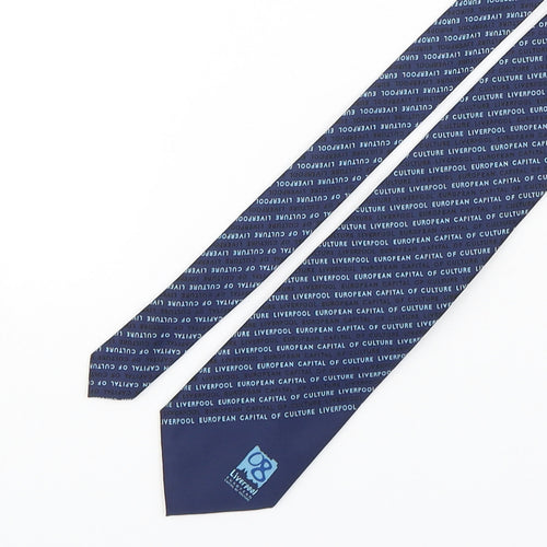 Allen Douglas  Mens Blue Geometric Polyester Pointed Tie One Size - Liverpool European Capital Of Culture
