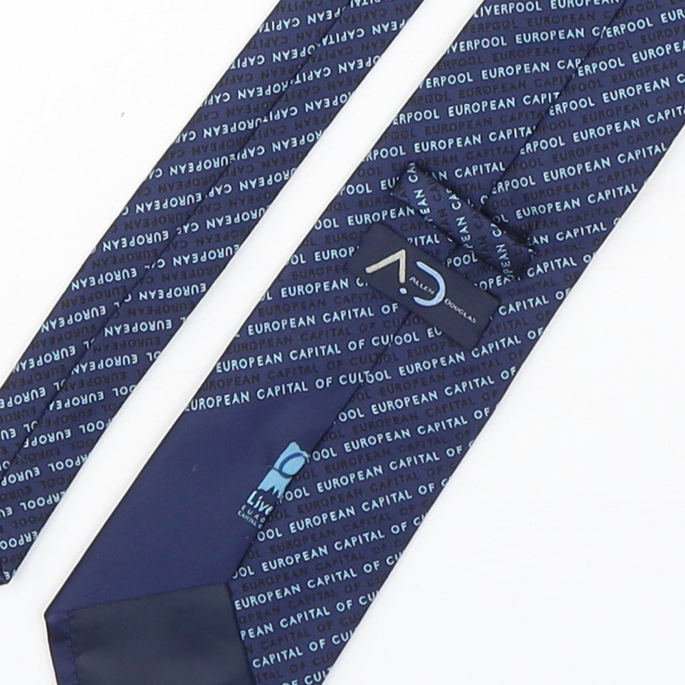 Allen Douglas  Mens Blue Geometric Polyester Pointed Tie One Size - Liverpool European Capital Of Culture