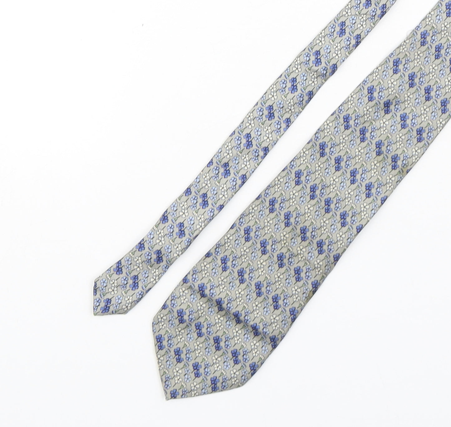 Daniel Hechter  Mens Grey Floral Silk Pointed Tie One Size