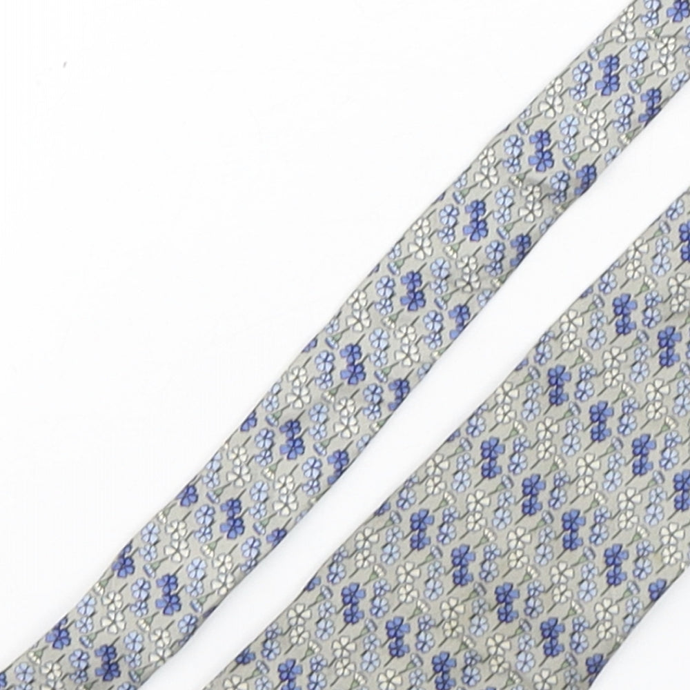 Daniel Hechter  Mens Grey Floral Silk Pointed Tie One Size