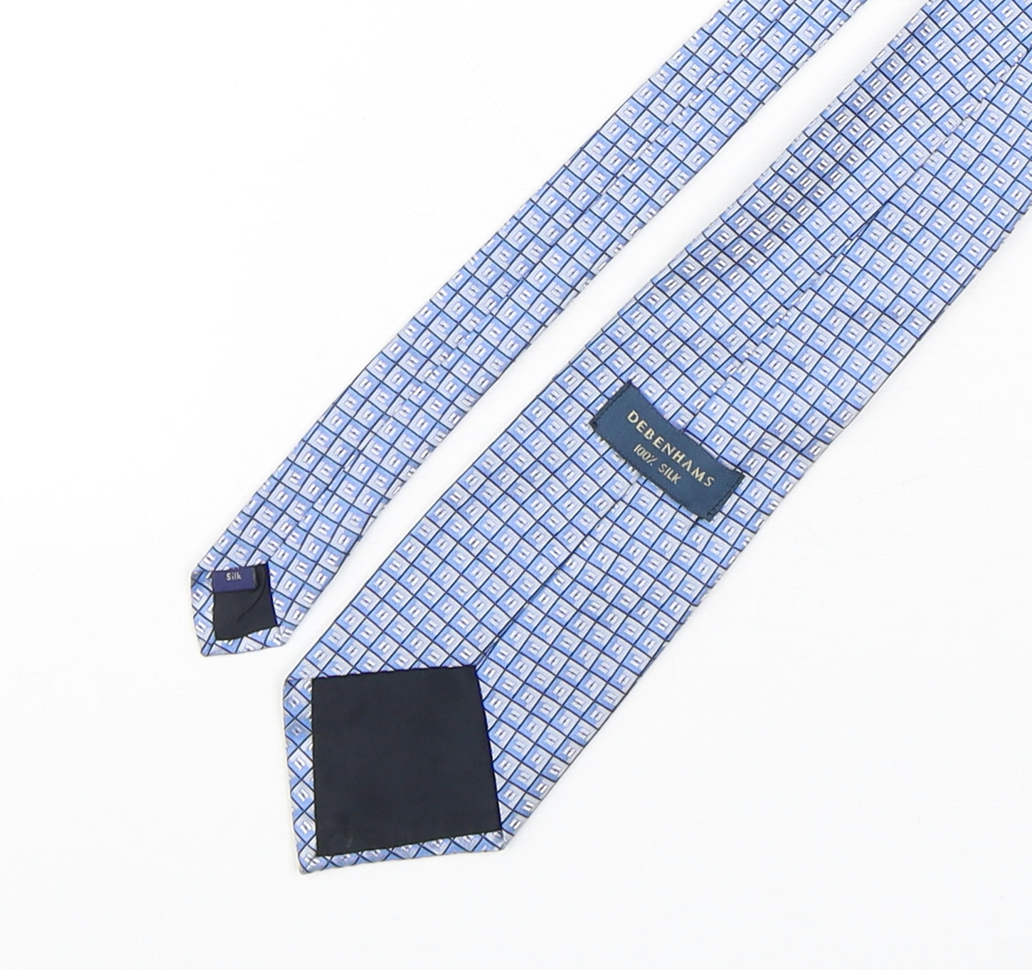 Debenhams Mens Blue Plaids & Checks Silk Pointed Tie One Size