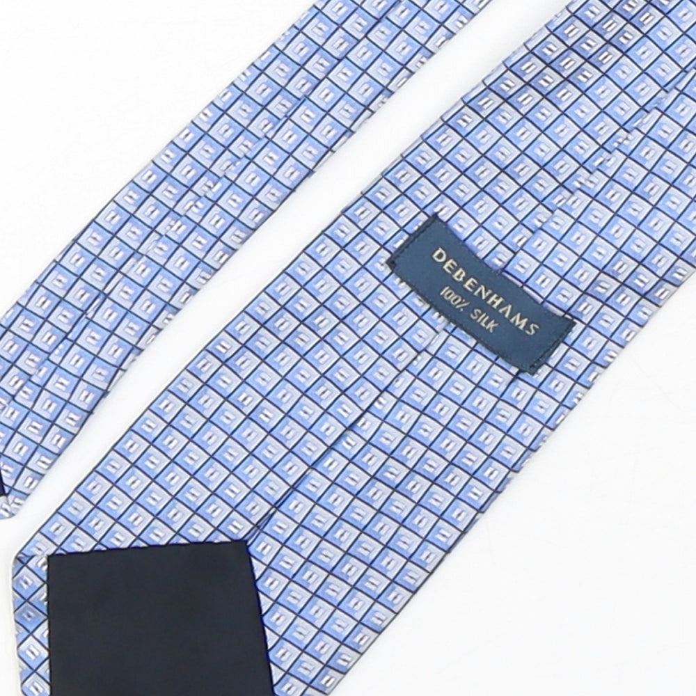 Debenhams Mens Blue Plaids & Checks Silk Pointed Tie One Size