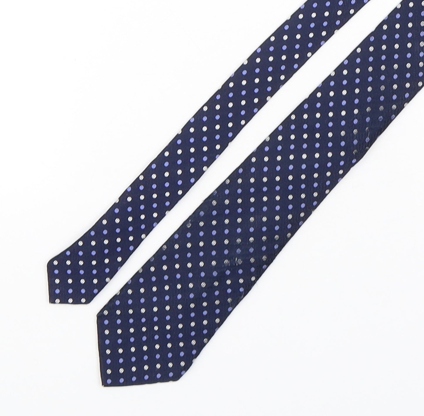 T.M.Lewin  Mens Blue Polka Dot Silk Pointed Tie One Size