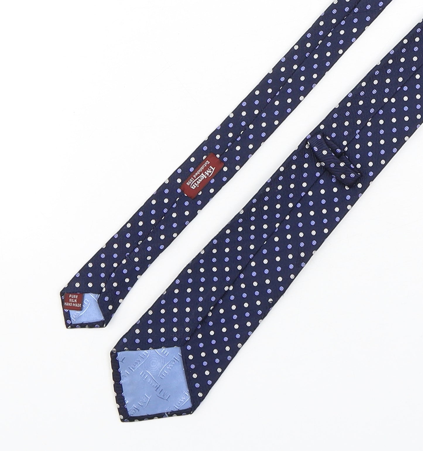 T.M.Lewin  Mens Blue Polka Dot Silk Pointed Tie One Size