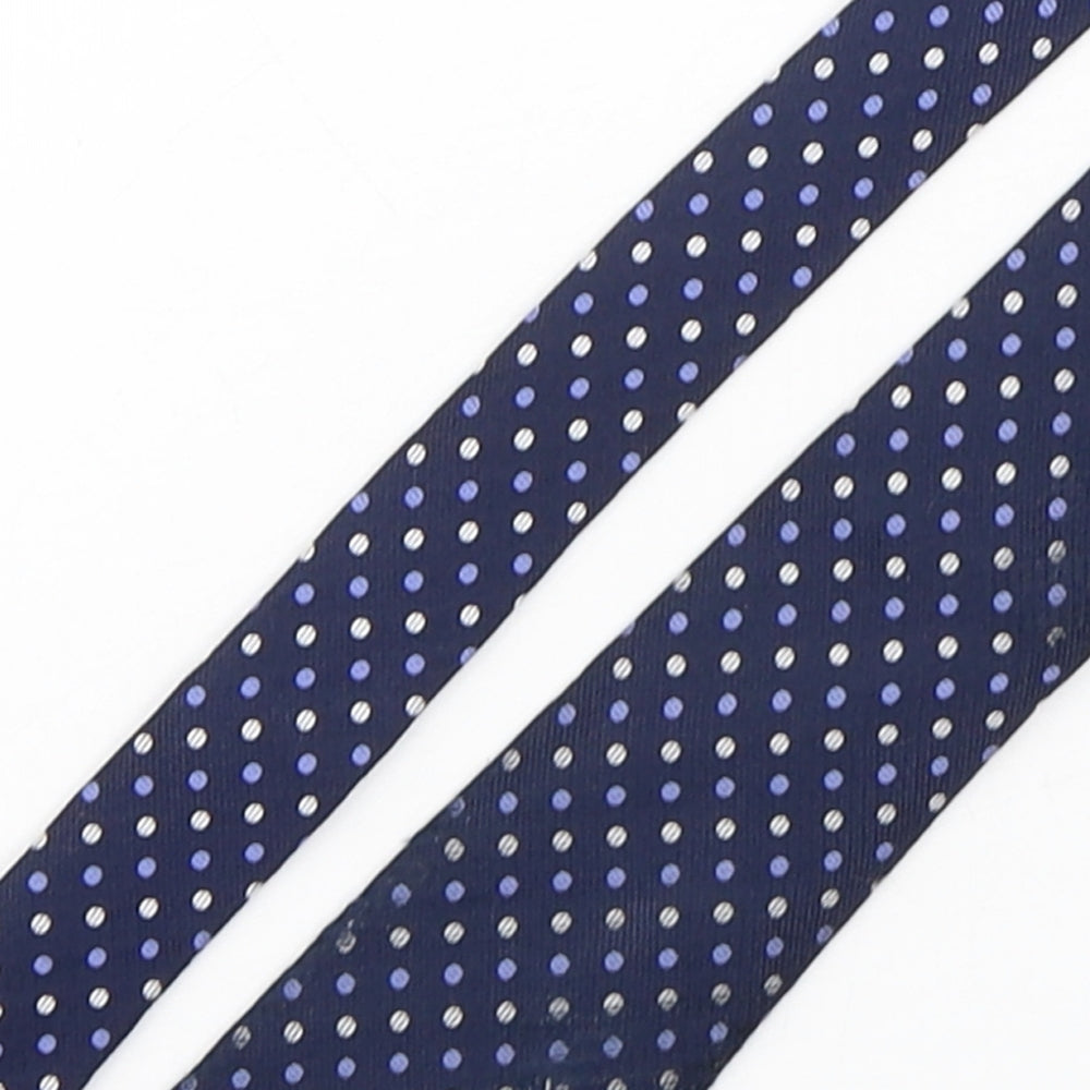T.M.Lewin  Mens Blue Polka Dot Silk Pointed Tie One Size
