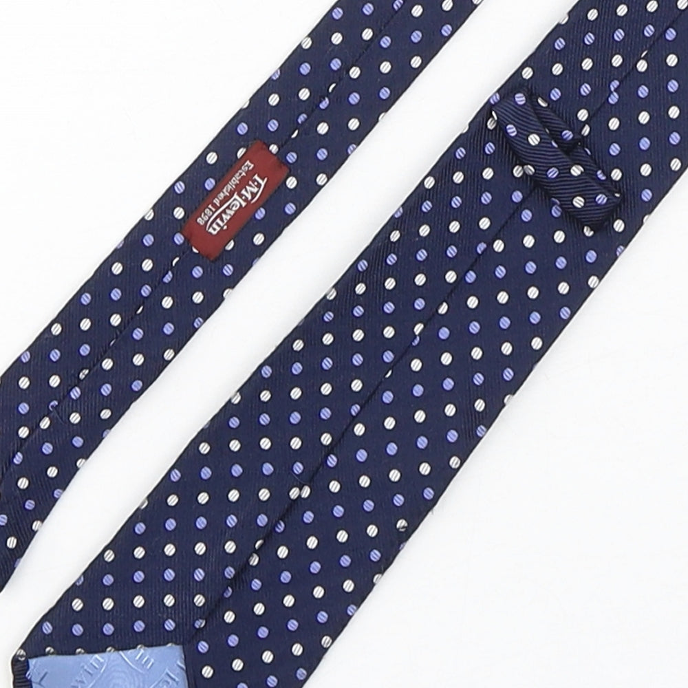 T.M.Lewin  Mens Blue Polka Dot Silk Pointed Tie One Size