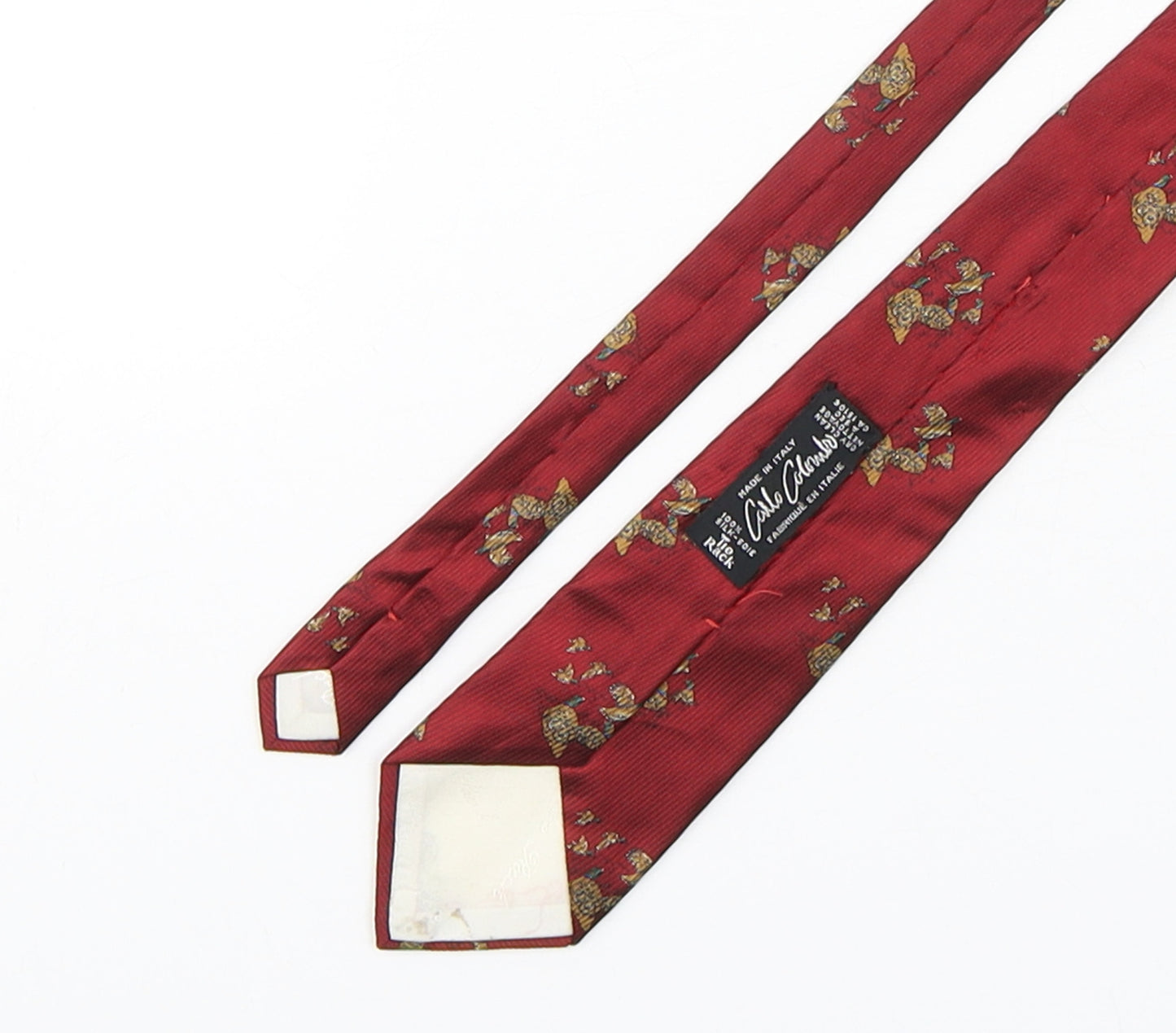Carlo Colombo Mens Red Striped Polyester Pointed Tie One Size