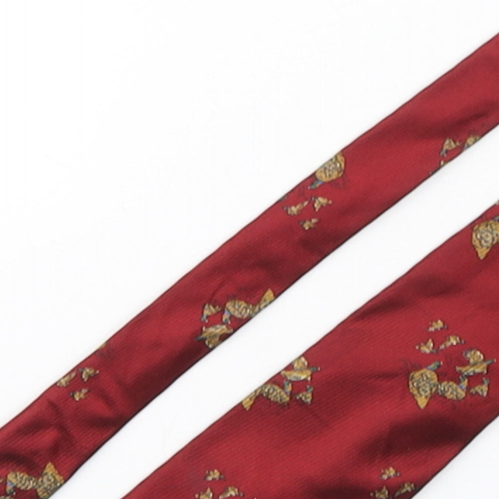 Carlo Colombo Mens Red Striped Polyester Pointed Tie One Size