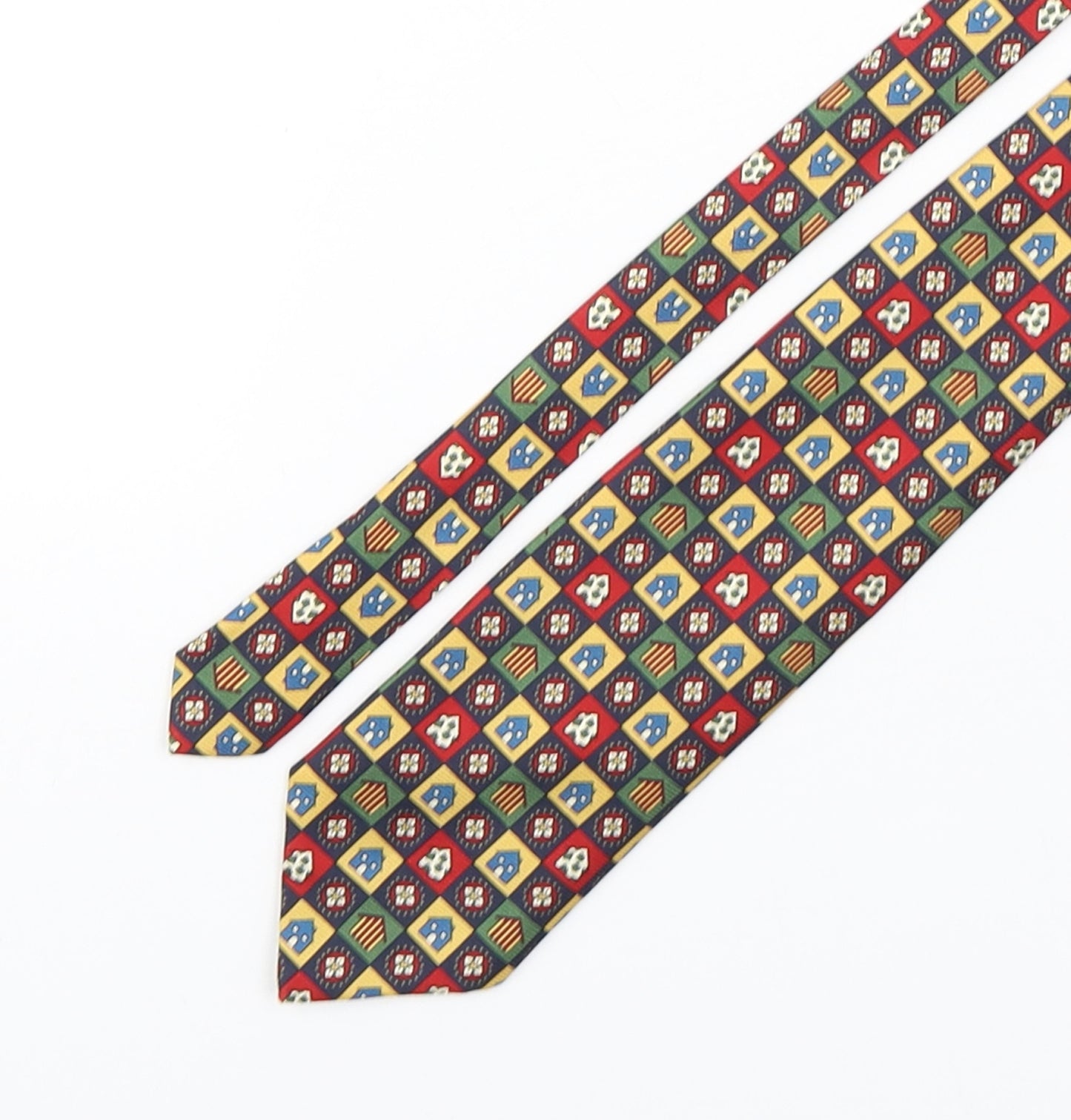 PreWorn  Mens Multicoloured Geometric Silk Pointed Tie One Size