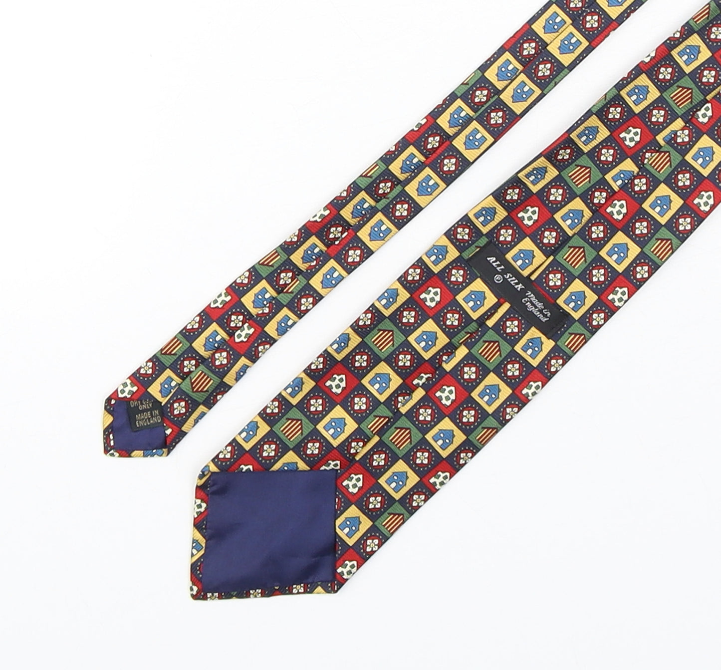 PreWorn  Mens Multicoloured Geometric Silk Pointed Tie One Size
