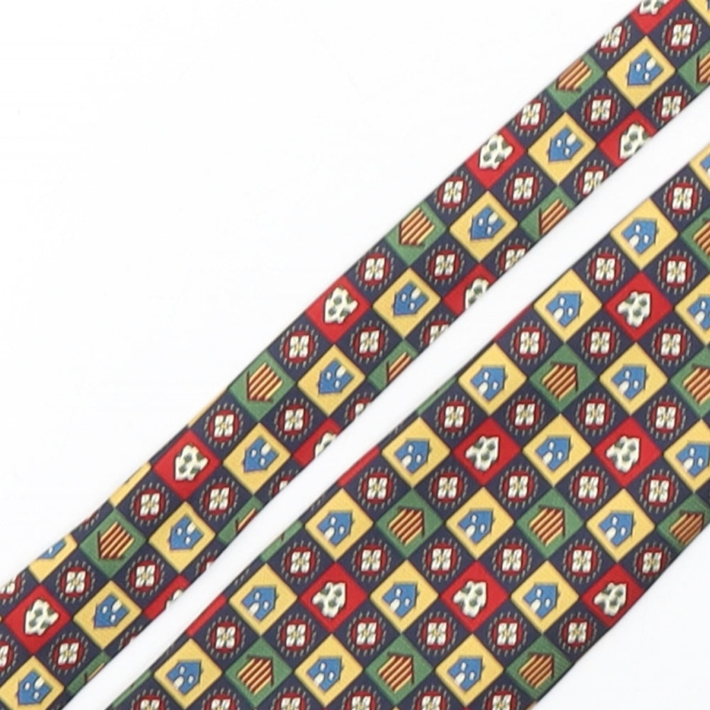 PreWorn  Mens Multicoloured Geometric Silk Pointed Tie One Size