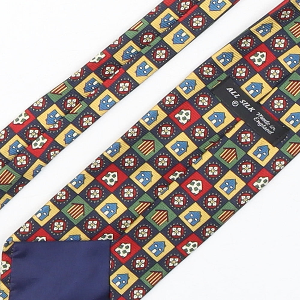 PreWorn  Mens Multicoloured Geometric Silk Pointed Tie One Size