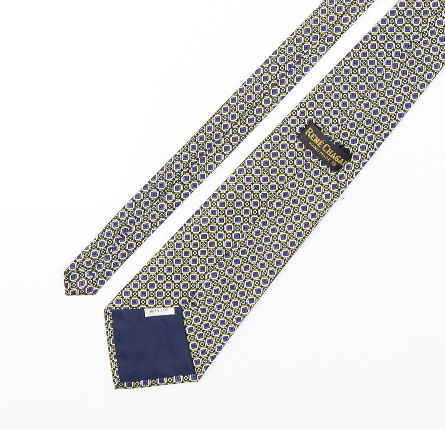 Rene Chagal Mens Multicoloured Geometric Silk Pointed Tie One Size