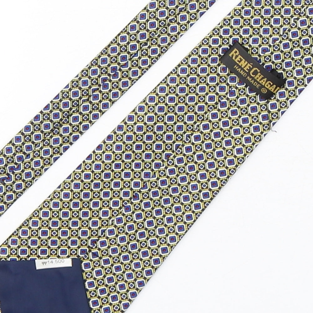 Rene Chagal Mens Multicoloured Geometric Silk Pointed Tie One Size