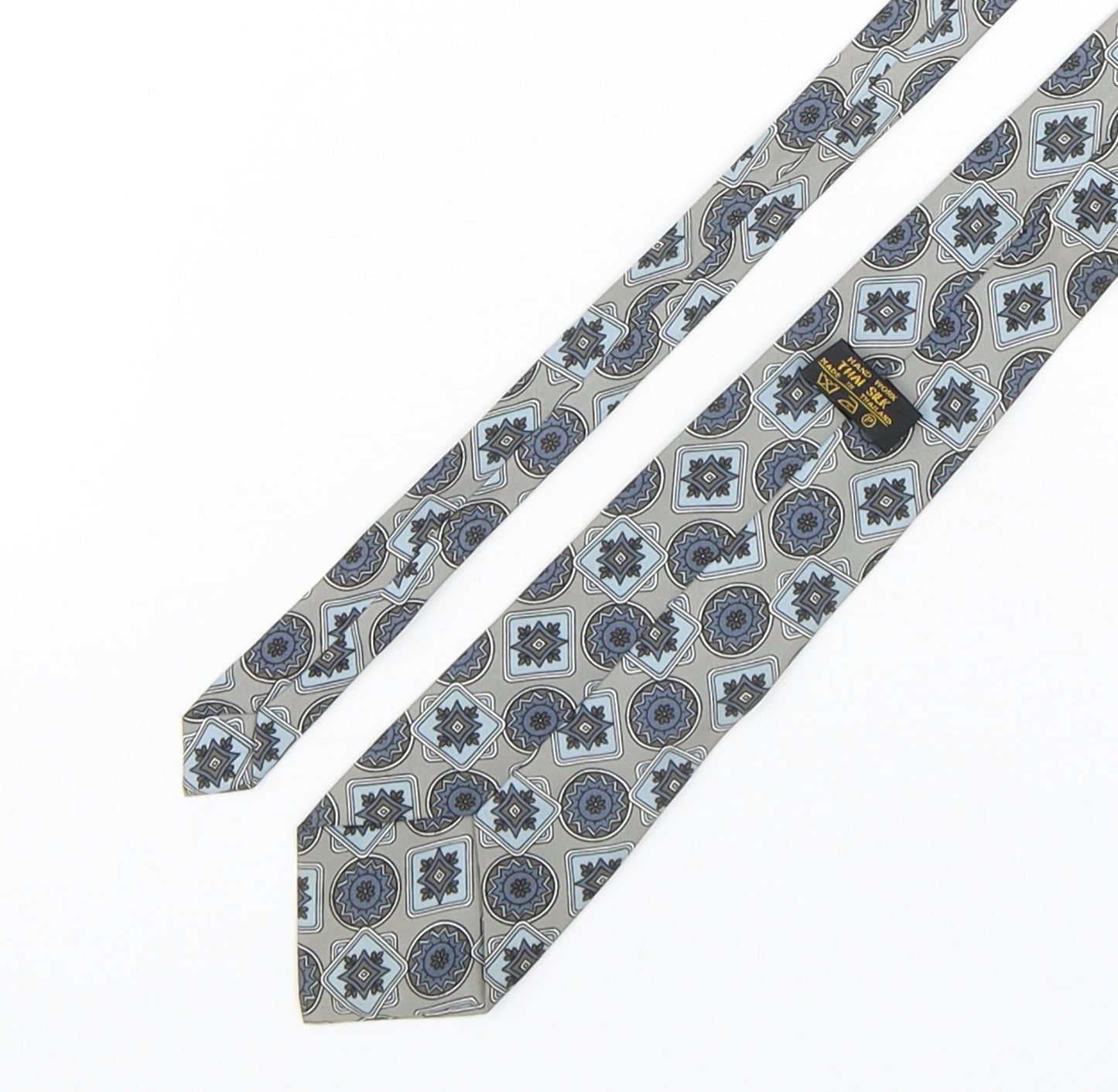 Hand Work  Mens Multicoloured Geometric Silk Pointed Tie One Size