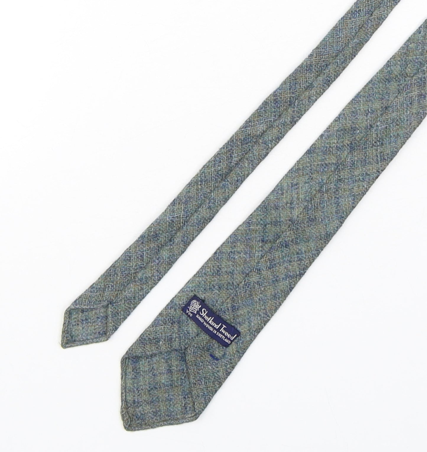 Shetland Tweed Mens Green Plaids & Checks Wool Pointed Tie One Size