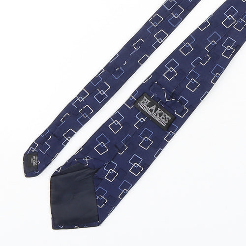 Blakes  Mens Blue Geometric Silk Pointed Tie One Size