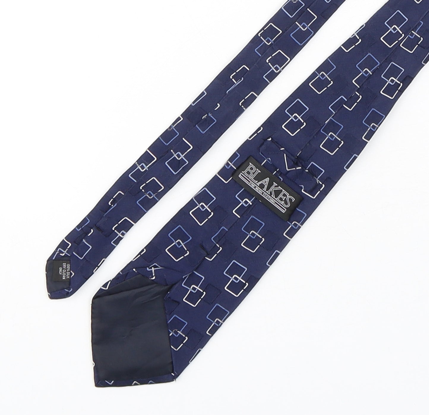 Blakes  Mens Blue Geometric Silk Pointed Tie One Size