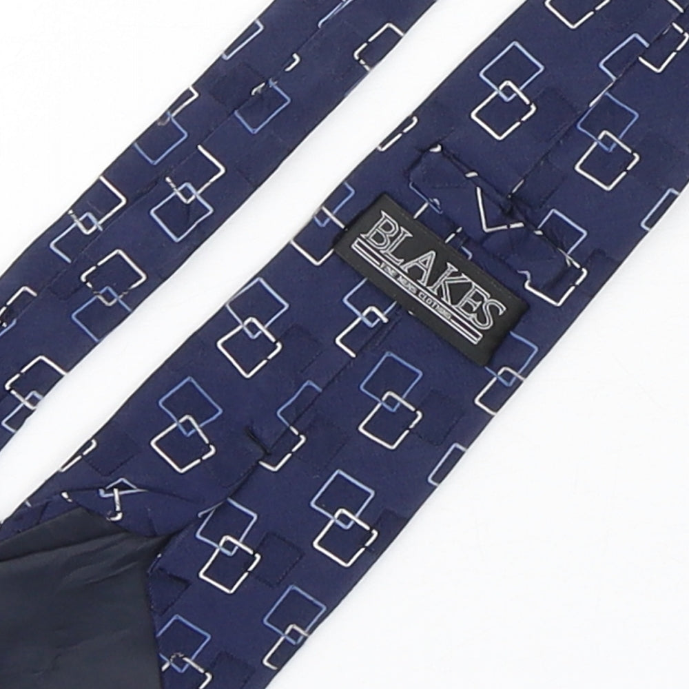 Blakes  Mens Blue Geometric Silk Pointed Tie One Size