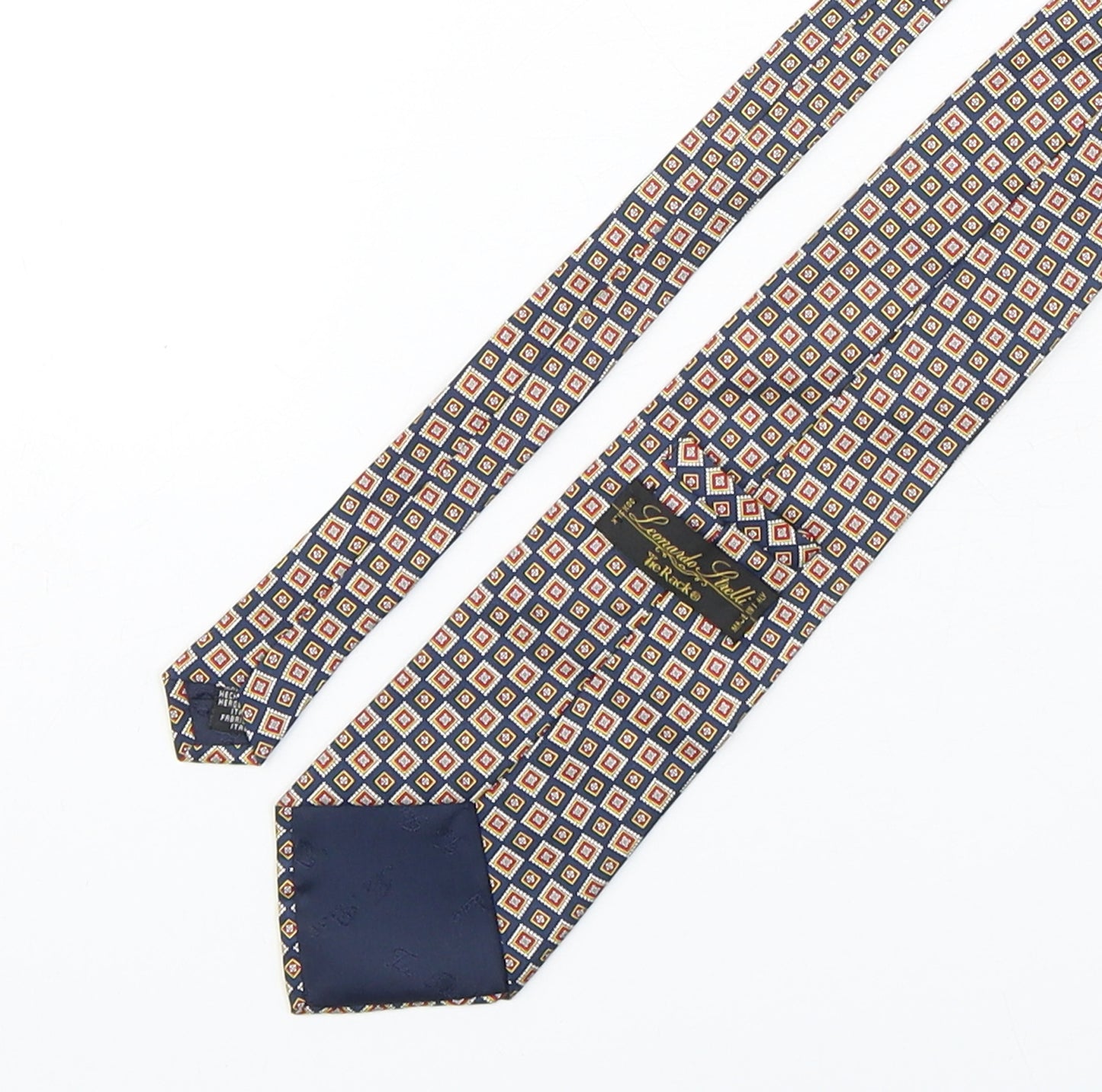 Leonardo Stelli Mens Multicoloured Geometric Silk Pointed Tie One Size