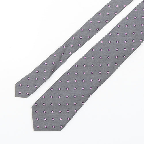 Marks and Spencer Mens Grey Geometric Silk Pointed Tie One Size