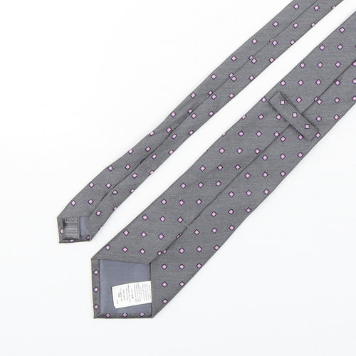 Marks and Spencer Mens Grey Geometric Silk Pointed Tie One Size