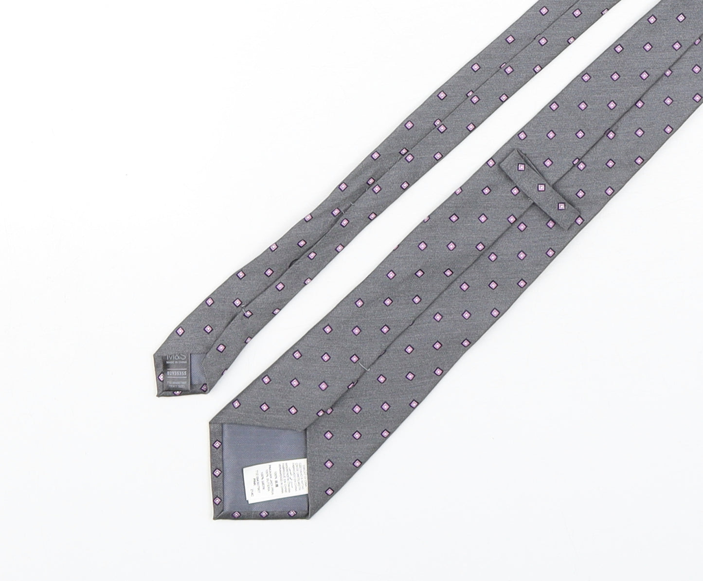 Marks and Spencer Mens Grey Geometric Silk Pointed Tie One Size