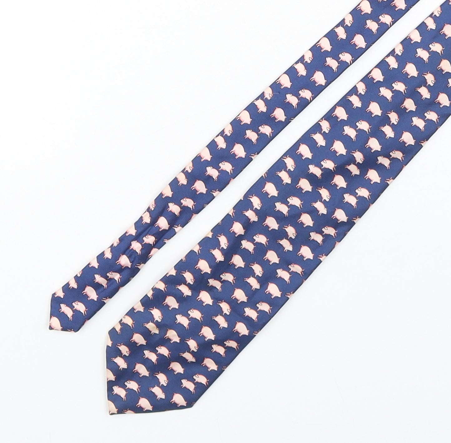 Marks and Spencer Mens Multicoloured Geometric Silk Pointed Tie One Size - Pig print