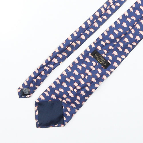 Marks and Spencer Mens Multicoloured Geometric Silk Pointed Tie One Size - Pig print