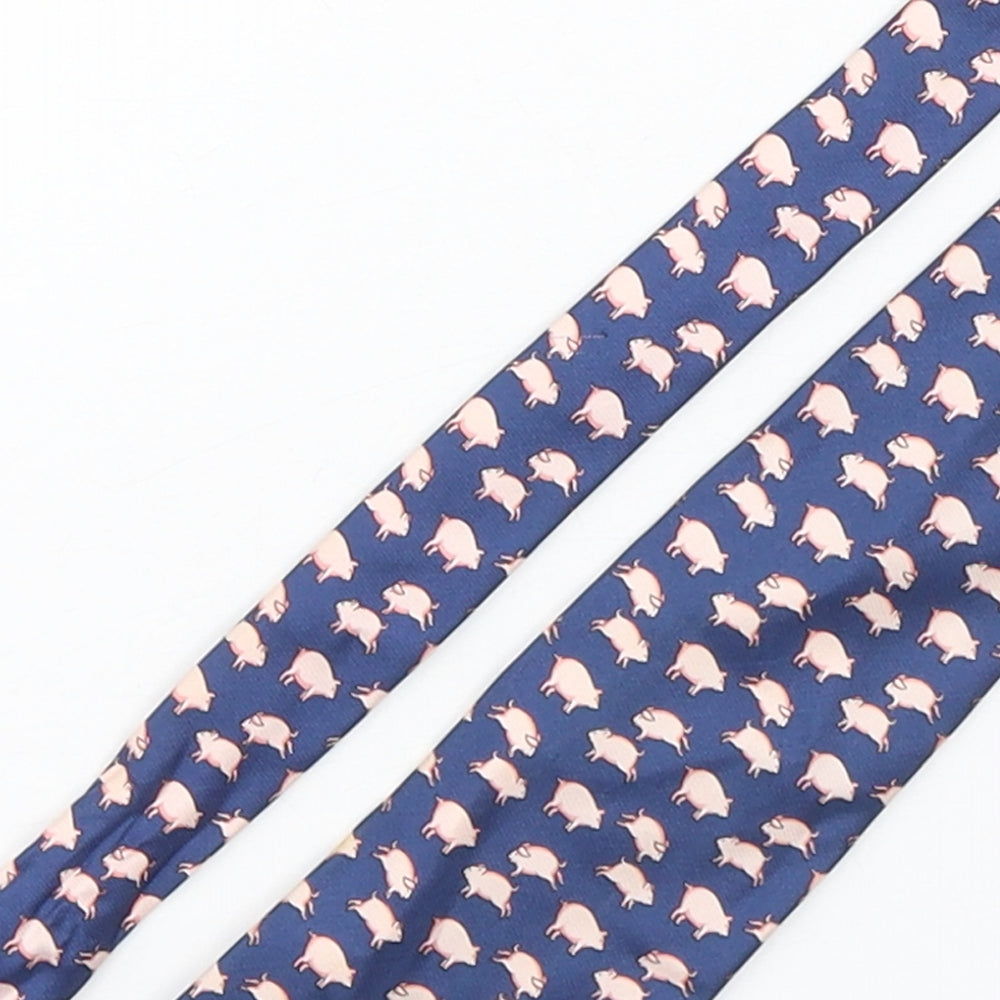 Marks and Spencer Mens Multicoloured Geometric Silk Pointed Tie One Size - Pig print