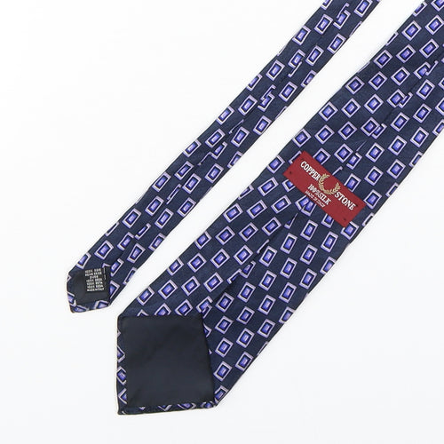 Copper Stone  Mens Purple Geometric Silk Pointed Tie One Size