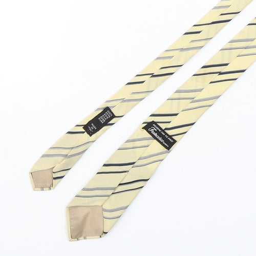 Francesco Mens Beige Striped Silk Pointed Tie One Size