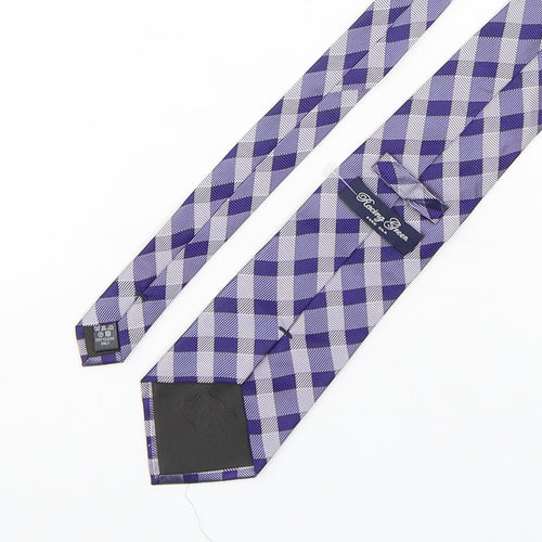 Racing Green  Mens Purple Plaids & Checks Silk Pointed Tie One Size