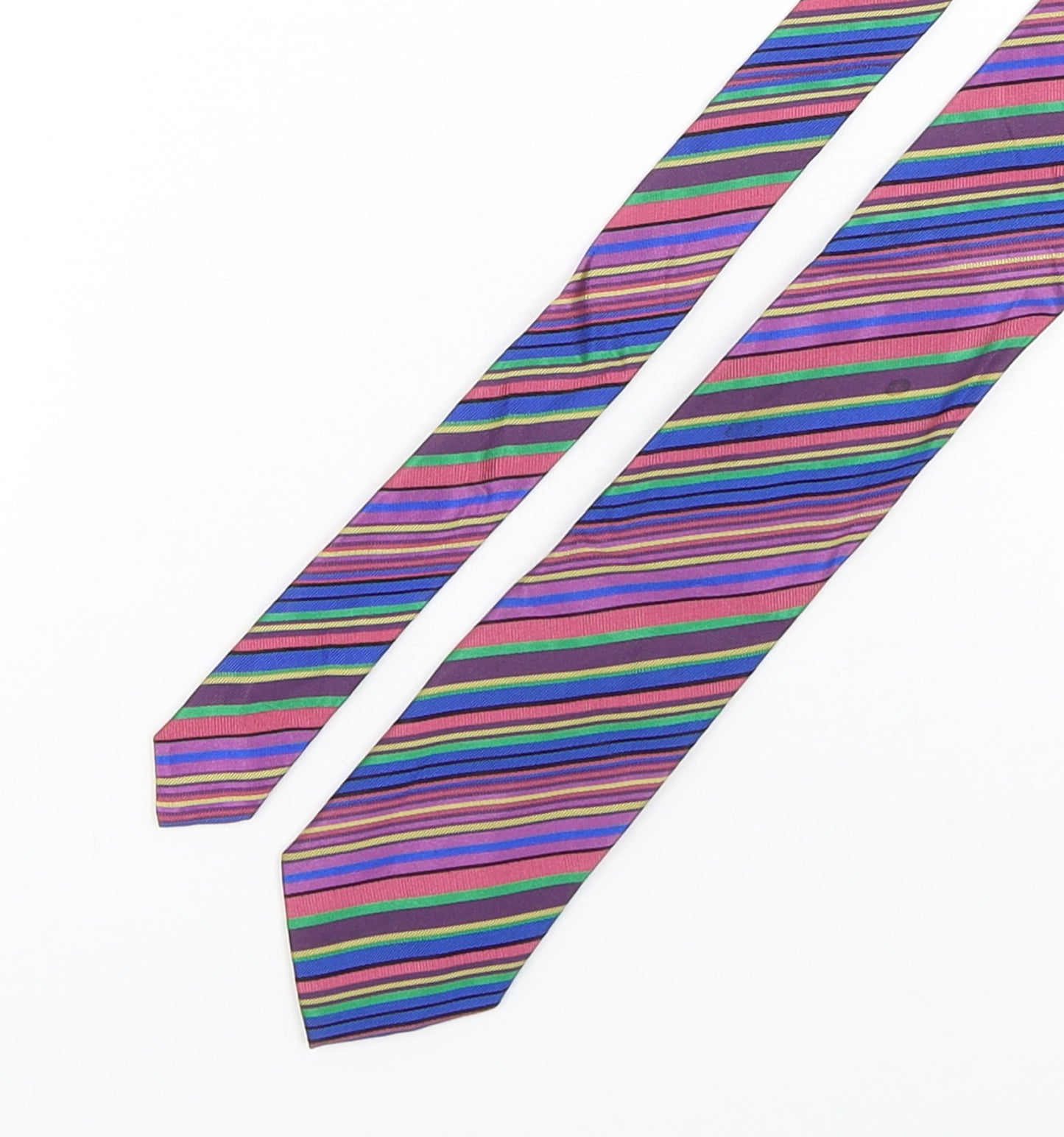 Marks and Spencer Mens Multicoloured Striped Silk Pointed Tie One Size