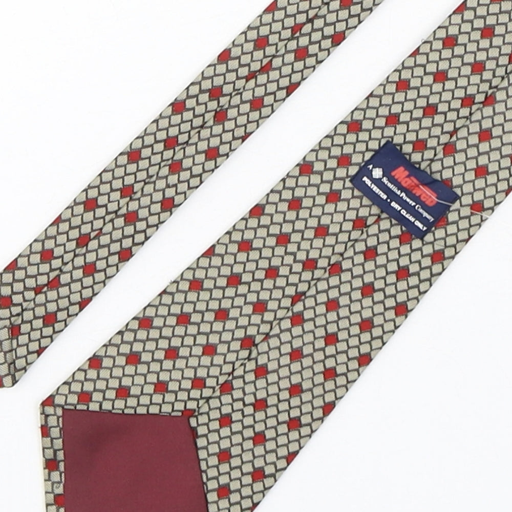 Manweb Mens Multicoloured Geometric Polyester Pointed Tie One Size