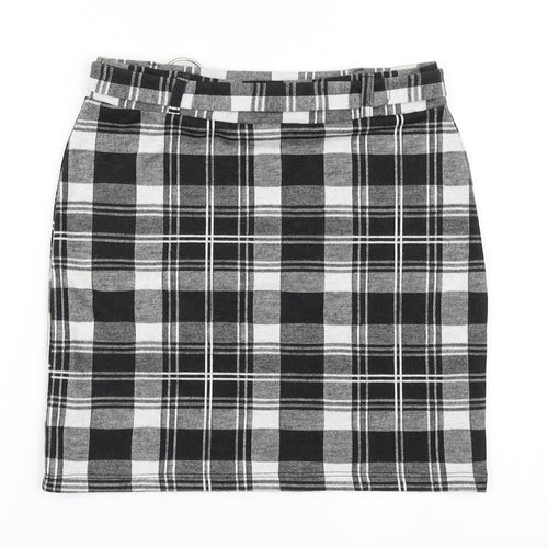 New Look Girls Black Check Polyester A-Line Skirt Size 14-15 Years  Regular Pull On