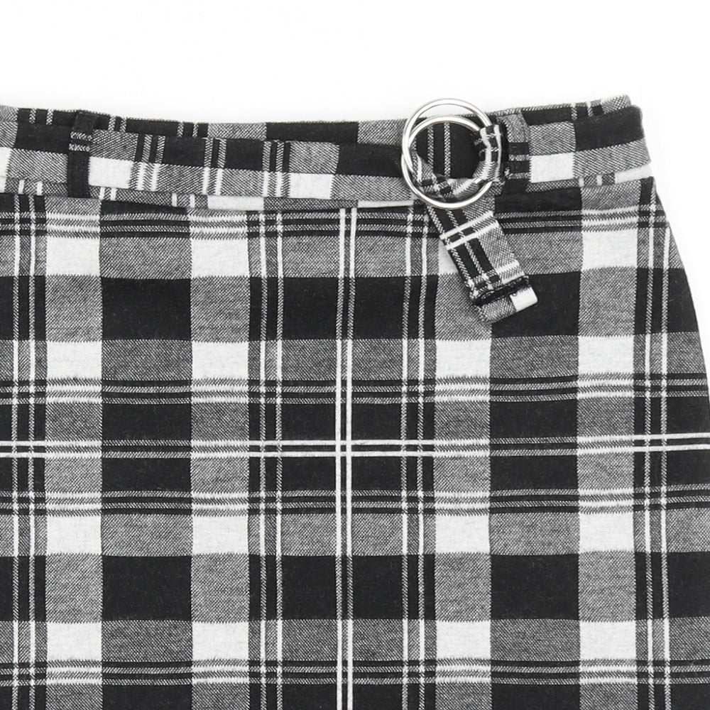 New Look Girls Black Check Polyester A-Line Skirt Size 14-15 Years  Regular Pull On