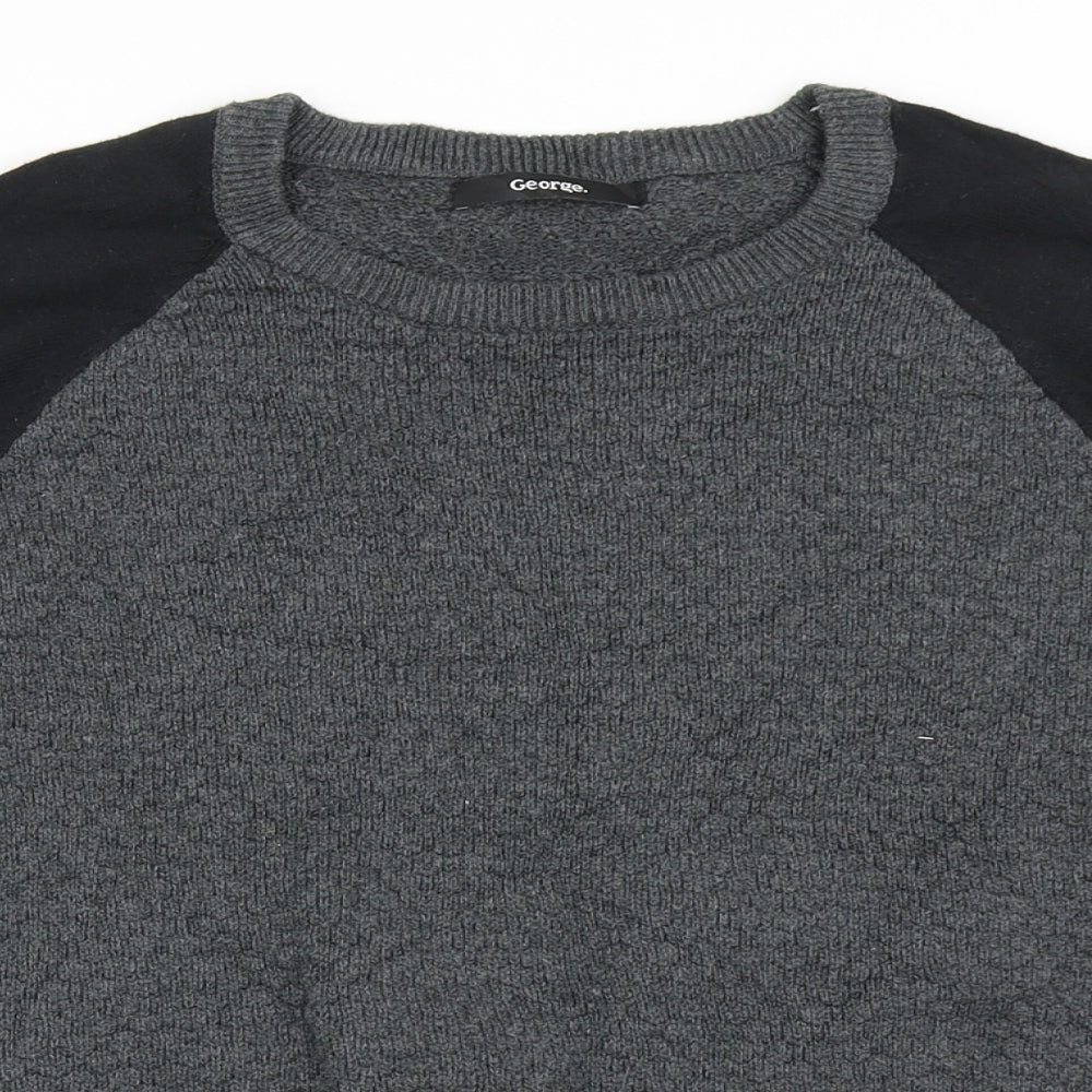 George Boys Grey Round Neck  100% Cotton Pullover Jumper Size 9-10 Years  Pullover