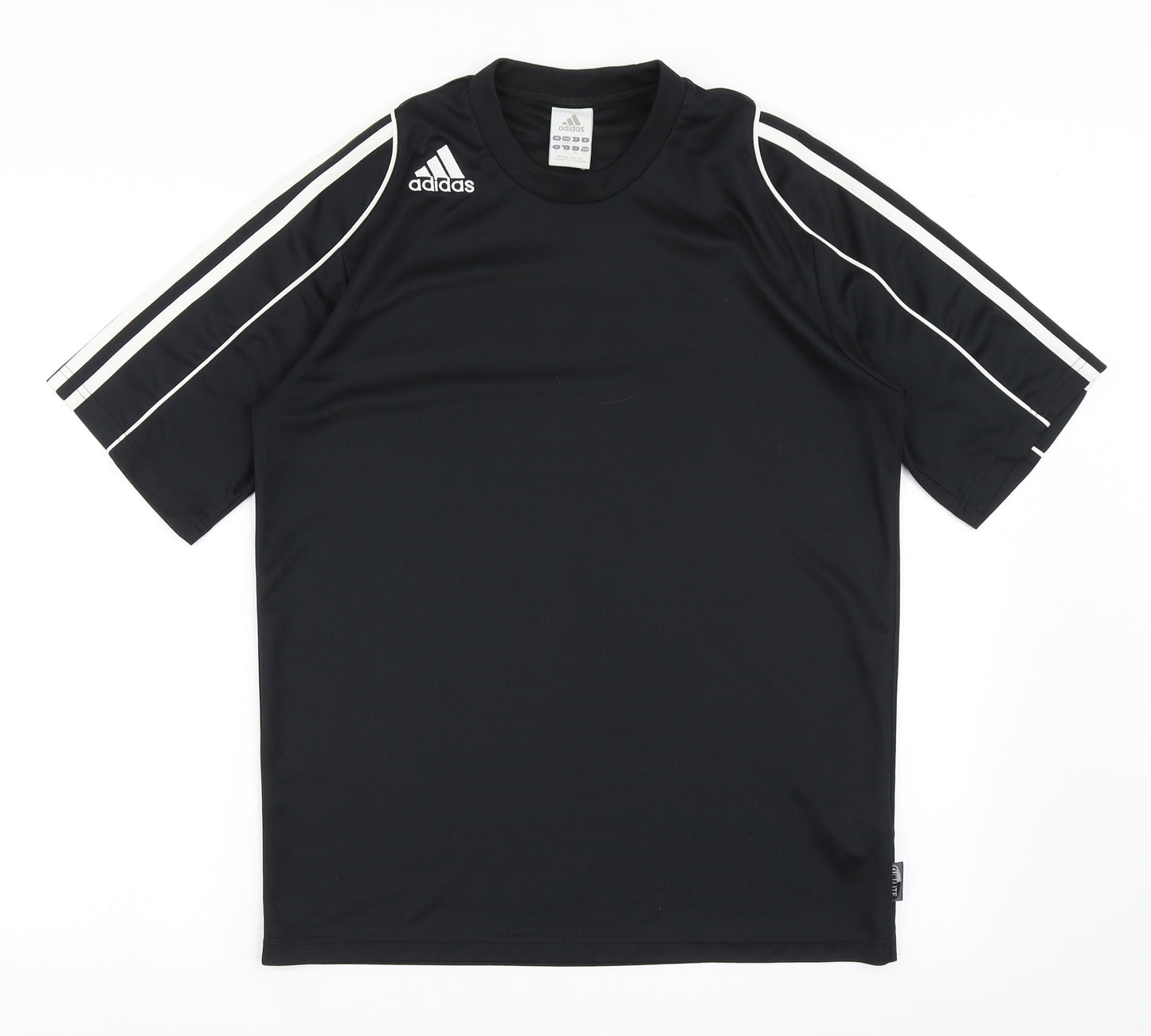 adidas Womens Black  100% Polyester Basic T-Shirt Size S Round Neck Pullover