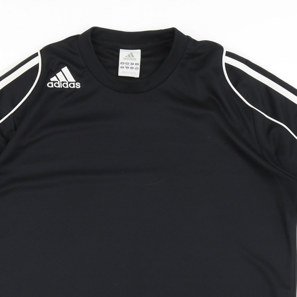 adidas Womens Black  100% Polyester Basic T-Shirt Size S Round Neck Pullover