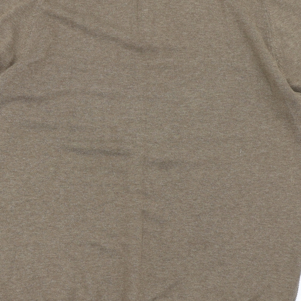 Marks and Spencer Mens Brown  Cotton  Polo Size S Collared Button
