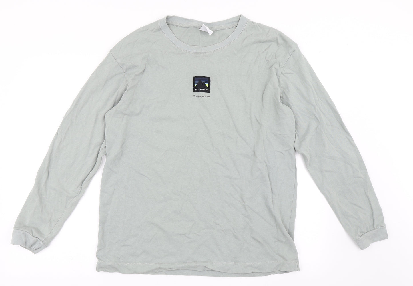 Zara Mens Green  Cotton  T-Shirt Size M Round Neck  - At Your Peak