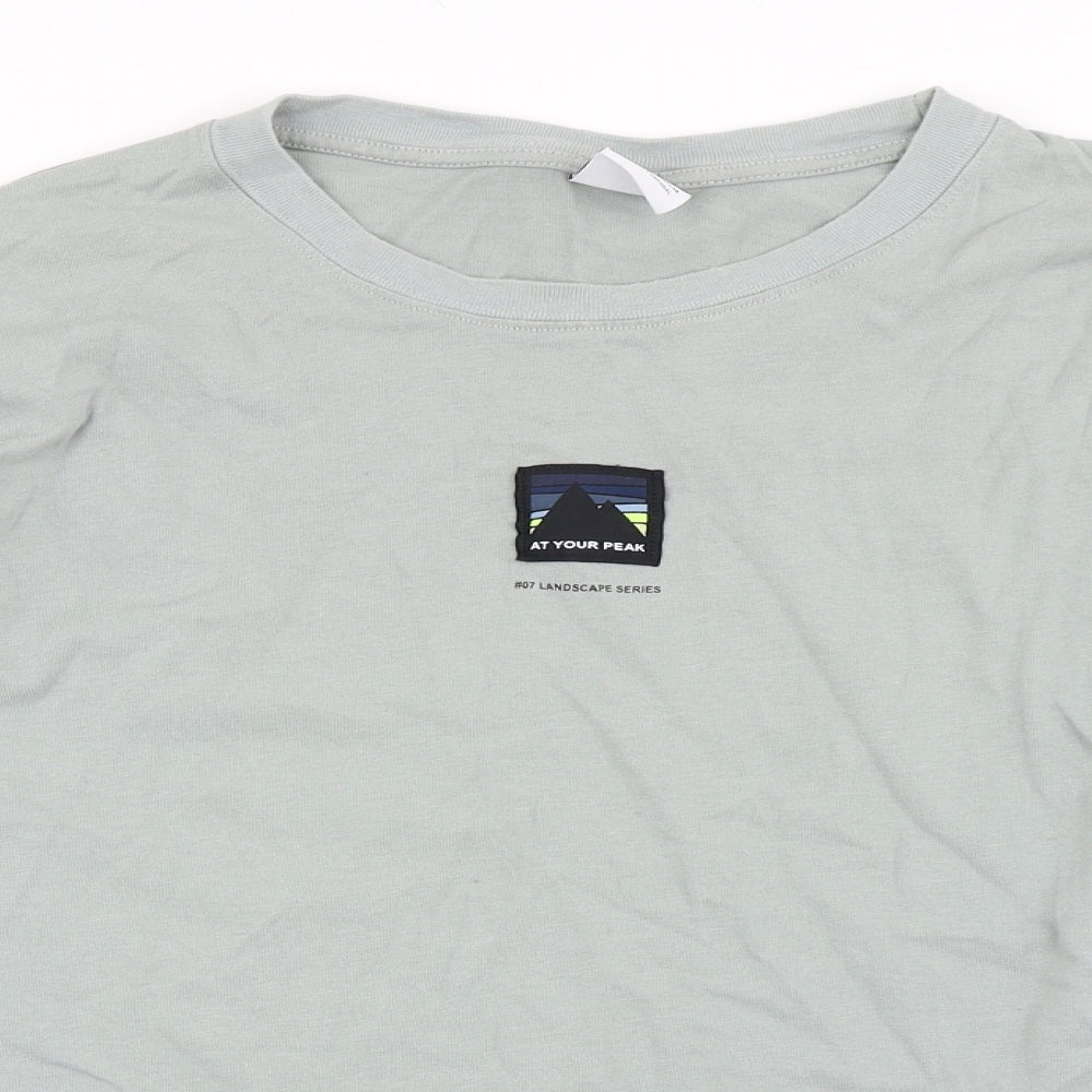Zara Mens Green  Cotton  T-Shirt Size M Round Neck  - At Your Peak